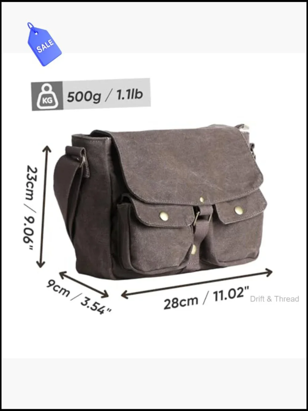 Vintage Canvas Messenger Bag Crossbody Satchel Tablet Laptop Bag Unisex